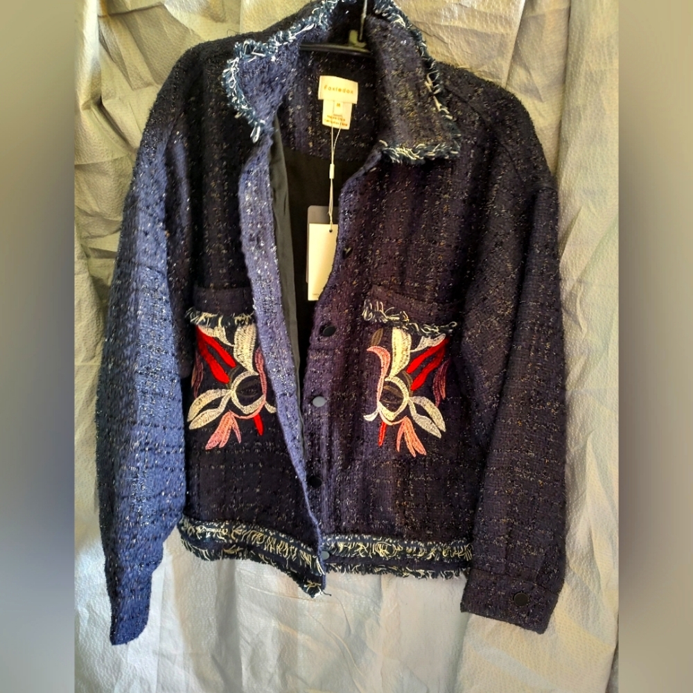 Foxiedox Tweed and Embroidered Bomber Jacket